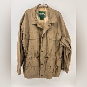 Vintage Jacket Mens Large Beige Canvas Collar  Windbreaker Outdoor Chore